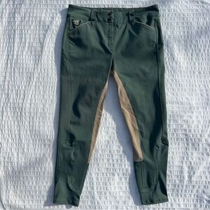 Piper by Smartpak Full Seat Riding Breeches in Green and Tan, 32R